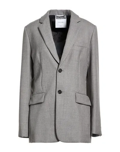 Moschino Woman Blazer Grey Size 4 Virgin Wool, Viscose