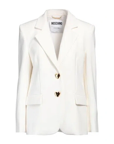 MOSCHINO MOSCHINO COUTURE WOMAN BLAZER IVORY SIZE 10 POLYESTER, ELASTANE