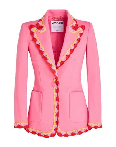 Moschino Woman Blazer Magenta Size 8 Cotton, Polyamide, Elastane In Purple