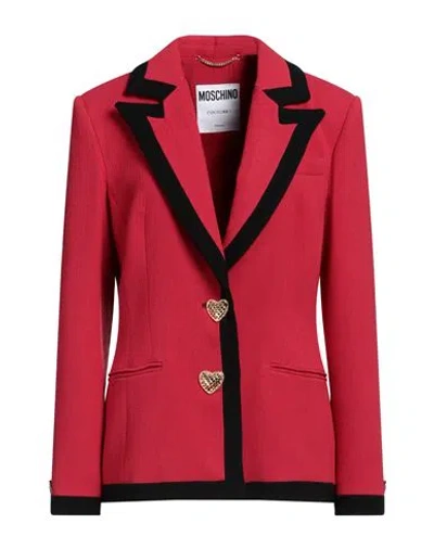 Moschino Woman Blazer Red Size 10 Viscose, Wool, Elastane In Red