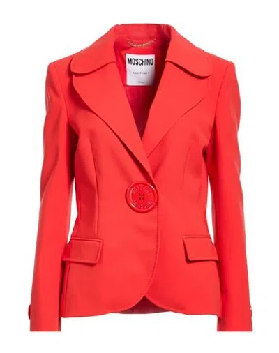 Moschino Woman Blazer Red Size 4 Polyester, Polyurethane