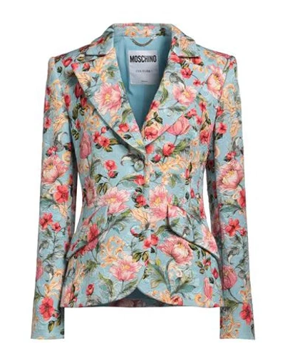 Moschino Woman Blazer Sky Blue Size 8 Viscose, Cotton
