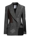 Moschino Patchwork Double-breasted Blazer In Grey
