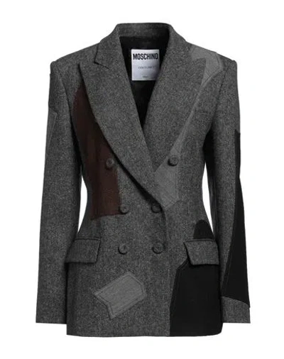 Moschino Woman Blazer Steel Grey Size 6 Acrylic, Polyester, Wool, Silk, Elastane