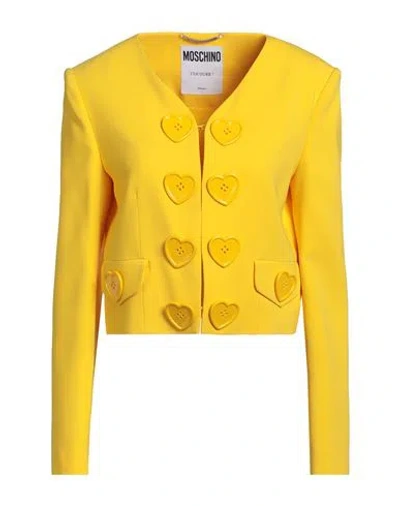 Moschino Woman Blazer Yellow Size 8 Viscose, Elastane