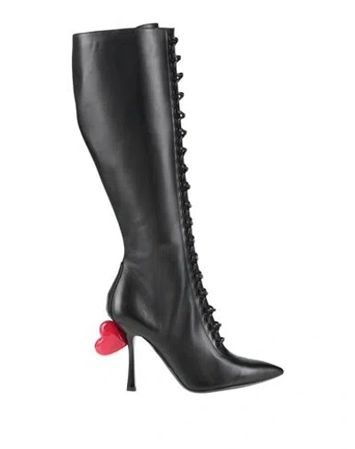 Moschino Sweet Heart 105mm Leather Boots In Black