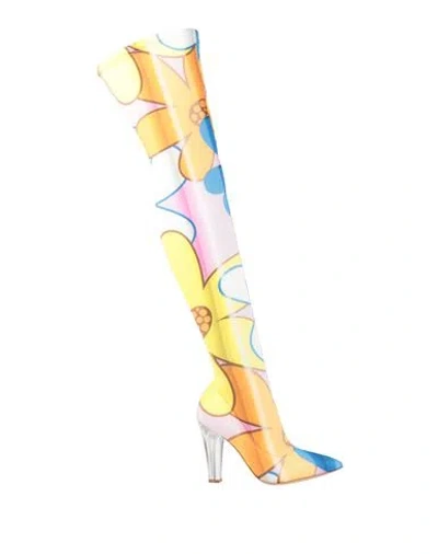 Moschino Woman Boot Orange Size 8 Textile Fibers In Multi