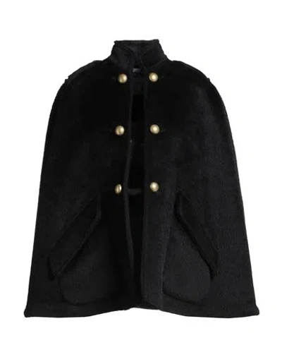 Moschino Woman Cape Black Size 10 Alpaca Wool, Virgin Wool, Polyamide