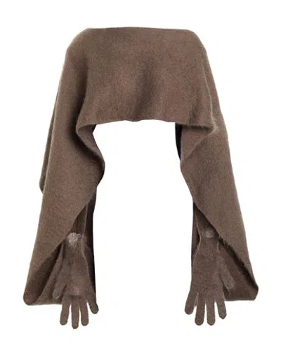 Moschino Woman Cape Lead Size Onesize Mohair Wool, Polyamide, Virgin Wool In Brown