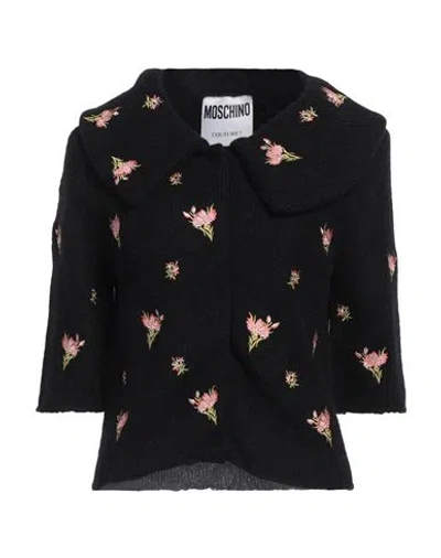 Moschino Woman Cardigan Black Size 10 Alpaca Wool, Virgin Wool, Polyamide