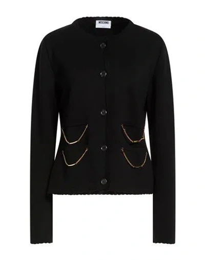 Moschino Woman Cardigan Black Size 14 Virgin Wool