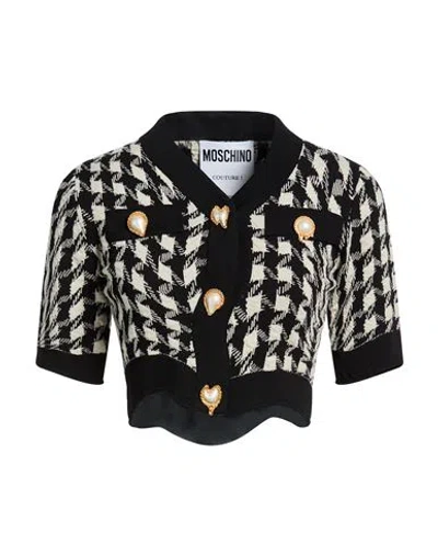 Moschino Woman Cardigan Black Size 8 Viscose, Polyester, Virgin Wool
