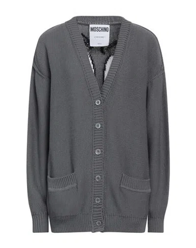 Moschino Woman Cardigan Grey Size 10 Cotton In Gray