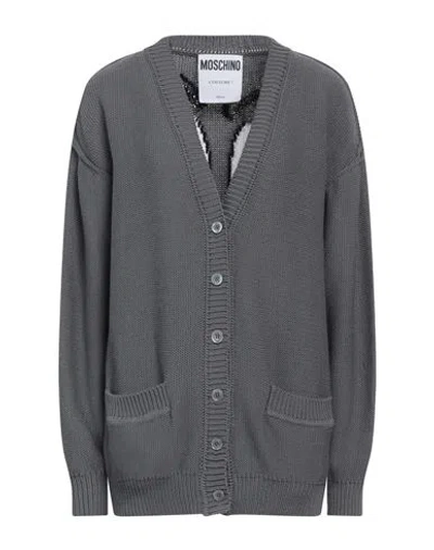 Moschino Woman Cardigan Grey Size 10 Cotton In Grey