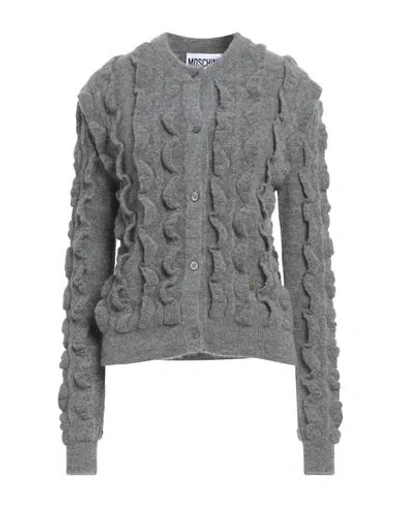 Moschino Woman Cardigan Grey Size 6 Polyamide, Mohair Wool, Virgin Wool, Elastane In Gray