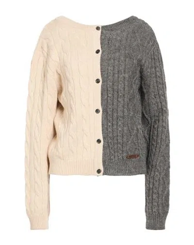 Moschino Woman Cardigan Grey Size 8 Acrylic, Alpaca Wool, Wool, Polyamide, Viscose In Multi