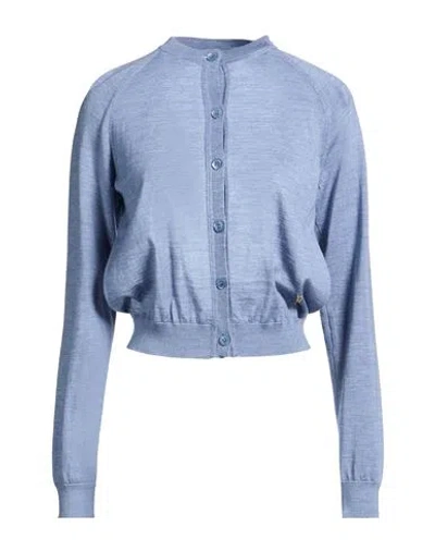 Moschino Woman Cardigan Light Blue Size 8 Virgin Wool, Silk