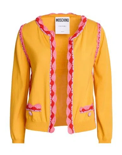 Moschino Woman Cardigan Marigold Size 12 Cotton In Yellow