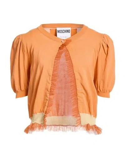 Moschino Woman Cardigan Orange Size 4 Cotton, Polyamide