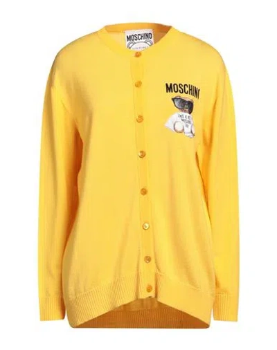 Moschino Woman Cardigan Yellow Size 6 Virgin Wool