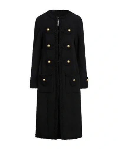 MOSCHINO MOSCHINO WOMAN COAT BLACK SIZE 10 COTTON, POLYAMIDE, ELASTANE, VIRGIN WOOL, WOOL
