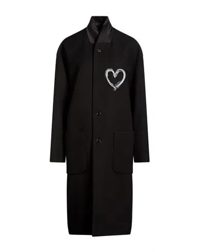 Moschino Woman Coat Black Size 8 Virgin Wool, Polyester, Polyamide
