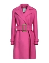Moschino Woman Coat Fuchsia Size 6 Virgin Wool, Polyamide In Pink