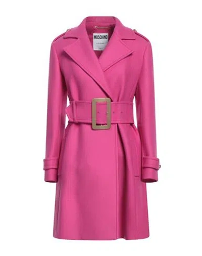 Moschino Woman Coat Fuchsia Size 6 Virgin Wool, Polyamide In Pink