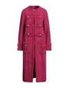 Moschino Woman Coat Magenta Size 12 Cotton, Polyamide, Elastane, Virgin Wool, Wool In Magenta