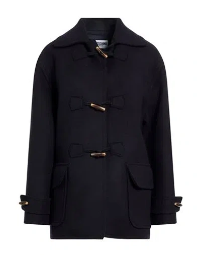 Moschino Woman Coat Midnight Blue Size 10 Virgin Wool, Polyamide In Black