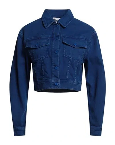Moschino Woman Denim Outerwear Bright Blue Size 2 Cotton, Elastane