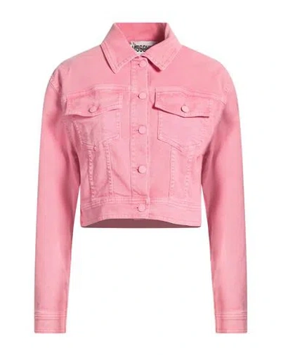 Moschino Woman Denim Outerwear Pink Size 8 Cotton, Elastane