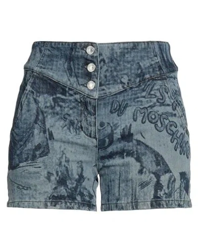 Moschino Woman Denim Shorts Blue Size 10 Cotton, Elastane