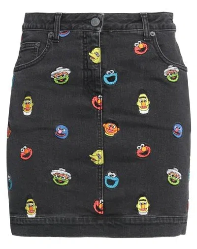 Moschino Woman Denim Skirt Black Size 6 Cotton, Elastane