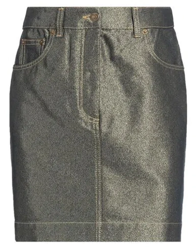 Moschino Woman Denim Skirt Gold Size 10 Cotton, Viscose, Metal