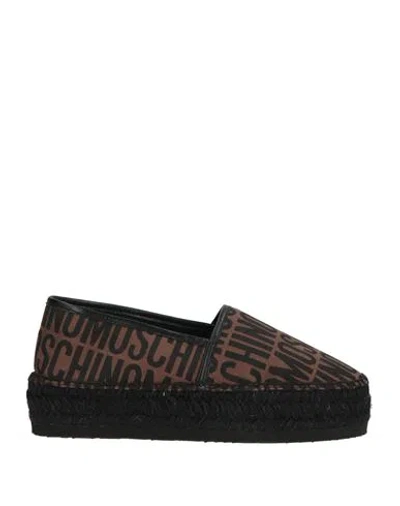 Moschino Woman Espadrilles Brown Size 7 Leather, Textile Fibers