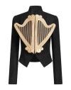 Moschino Woman Jacket Black Size 10 Virgin Wool, Viscose, Polyurethane Resin In Black