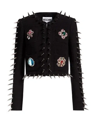 Moschino Woman Jacket Black Size 10 Wool, Polyamide