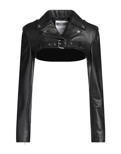 Moschino Woman Jacket Black Size 6 Sheepskin