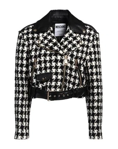 Moschino Woman Jacket Black Size 6 Virgin Wool, Cotton, Polyamide, Polyester, Polyurethane Resin