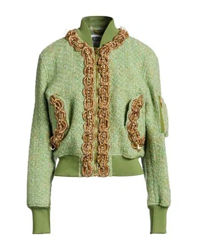 Moschino Woman Jacket Green Size 8 Virgin Wool, Cotton, Polyester, Acrylic