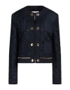 Moschino Woman Jacket Midnight Blue Size 12 Virgin Wool, Viscose, Cotton In Blue