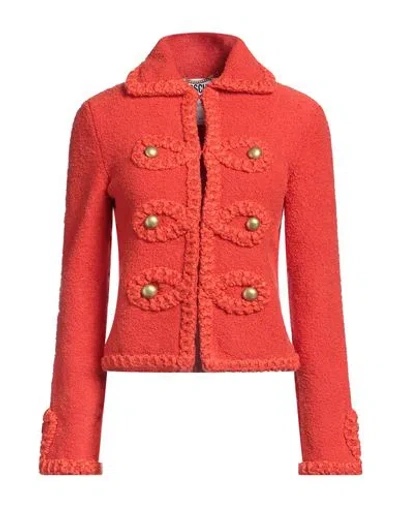 Moschino Woman Jacket Orange Size 6 Cotton, Polyamide, Elastane, Virgin Wool