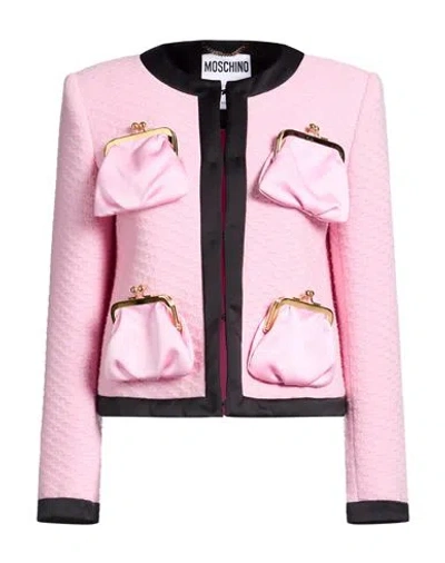 Moschino Woman Jacket Pink Size 4 Virgin Wool, Polyamide