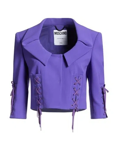 Moschino Woman Jacket Purple Size 6 Polyester, Polyurethane