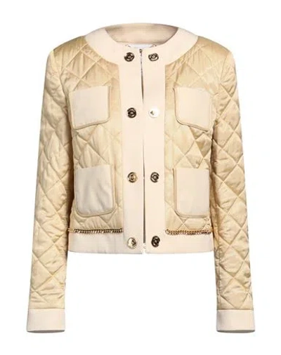 Moschino Woman Jacket Sand Size 10 Virgin Wool, Viscose, Cotton In Neutral