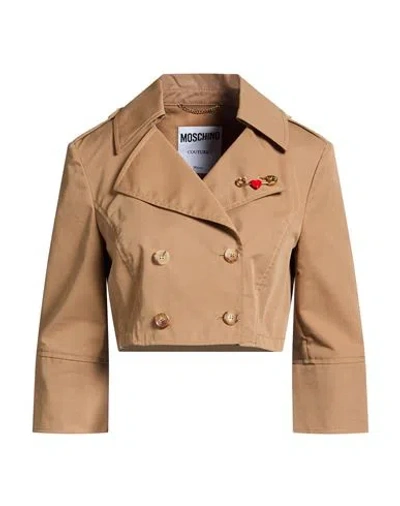 Moschino Woman Jacket Sand Size 6 Cotton, Polyamide In Beige