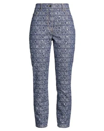 Moschino Woman Jeans Blue Size 12 Cotton, Polyester In Multi
