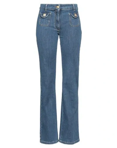 Moschino Woman Jeans Blue Size 10 Cotton, Elastane