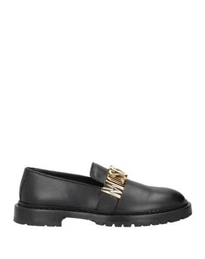 Moschino Woman Loafers Black Size 11 Leather
